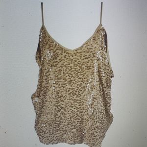 INC Sequin Sleeveless Blouse Gold New Cami Top